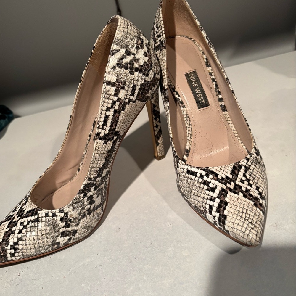Nine West Snakeskin Heels - Black and Cream